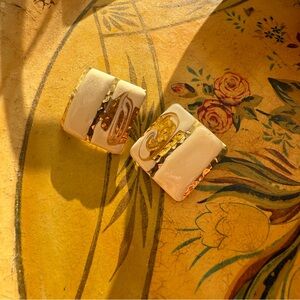 Vintage Enamel and Gold Earrings